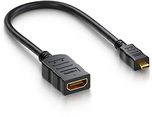 deleyCON 10cm Micro HDMI Adapter Kabel Portsaver Micro-HDMI Kontakt till HDMI Uttag - Audio Video Överföring 4K UHD 2160p FULL HD 1080p