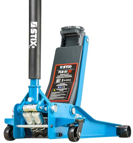 Cric Idraulico per Auto PLN-01 – Capacità 3T, Profilo Basso 75 mm, Altezza Max 505 mm, Doppia Pompa, Struttura Robusta, Ideale per Officine e Garage