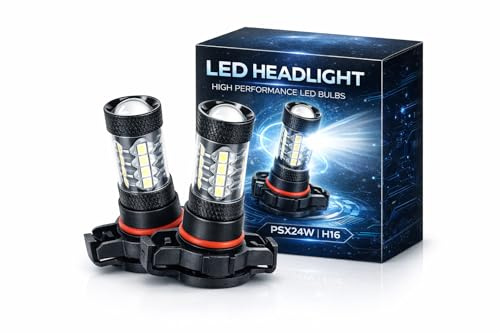 Par dagsljus DRL 21 LED PSX24W H16 kompatibel med Jeep Compass - dimljus kompatibel med Peugeot 208 2008 5008 Renault Clio IV 4 glödlampor (PSX24W - H16)