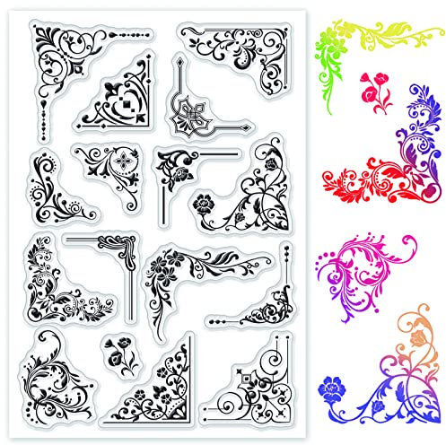 GLOBLELAND Eckblumenform Klarer Stempel Silikonstempel für Kartenherstellung und DIY Scrapbooking