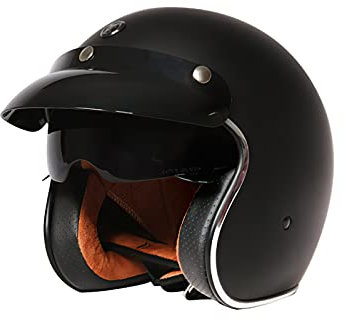 LIONCIANO Motorradhelm mit Visier ECE Zertifiziert Jethelm Jet-Helm Roller-Helm Scooter-Helm Moped Chopper Retro Vespa Vintage Jethelme Chopper Helm(Matt-schwarz, L=57-58cm)