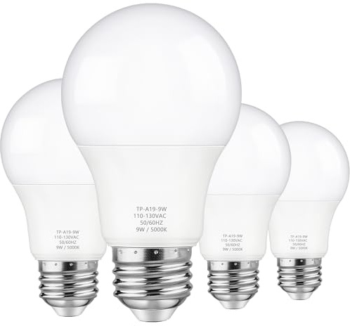 Maylaywood 4-Pack A19 LED Light Bulbs, 60 Watt Equivalent, Daylight 5000K