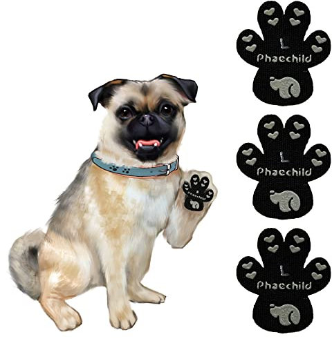 Phaechild Anti-Rutsch Hunde Pfotenschutz,von Ausrutschen auf rutschigen Böden,ungiftig,Brace für schwache Pfoten Hundeschuhe Hundesocken 80 Stücke Schwarz L