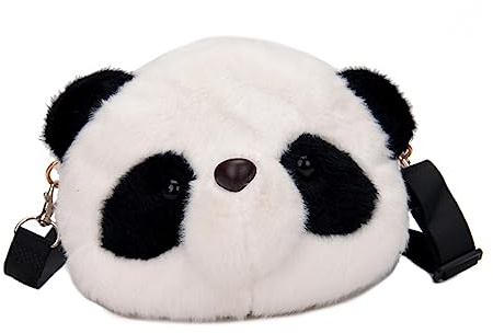 Hemobllo Panda axelväska ryggsäck väskor söt plånbok flickor crossbody väska plysch panda crossbody väska panda messengerväska panda handväska fluffig tygväska små flickor plånböcker, Blandad färg,
