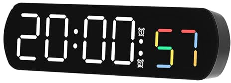 Creperture Digital väckarklocka, 16,5 cm 12/24 H LED digital klocka elektronisk tystnad justerbar ljusstyrka väckarklocka med temperatur sekunder display batteridriven sängklocka för sovrum kontor