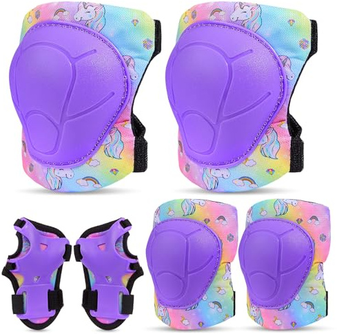 Protecciones Skate Niño, Unicorn Castle 6 Piezas Protecciones Patines Set Rodilleras Patines Niña, Protecciones Patines Niña, Rodilleras y Coderas Niña Patinaje, Set Rodilleras Coderas y Muñequeras