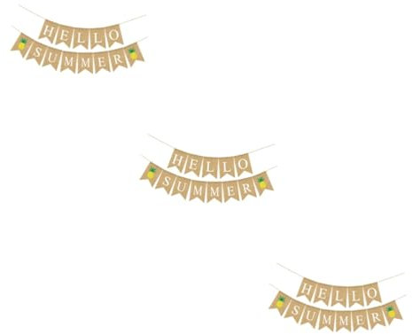 Alipis 3St Hawaii-Partyzubehör leinengardine leinentücher dekoration party leinenstoff linolwalze Sackleinen-Banner Hawaii-Banner Sommer Schwalbenschwanz-Flagge Partybedarf das Banner