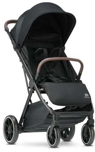 Deryan Rolo XL - Cochecito de viaje para niños desde el nacimiento hasta 22 kg (0-4 años), con 3 posiciones reclinables, ligero 8,1 kg y compacto, plegable con una sola mano, UPF 50+ parasol (negro)