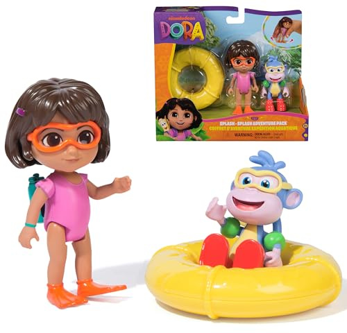 DORA LA EXPLORADORA - Pack de Aventura Acuática Dora y Botas: 2 Figuras Articuladas + Flotador de Juguete - 6073670 - Juguetes Niña 3 años + - Regalo Niña 3 años + - Juegos Infantiles