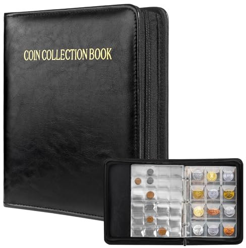 Zefphxs Album Monete da Collezione - 360 Tasche, Raccoglitore 2 Euro, 30mm-40mm Porta Monete (Nero)