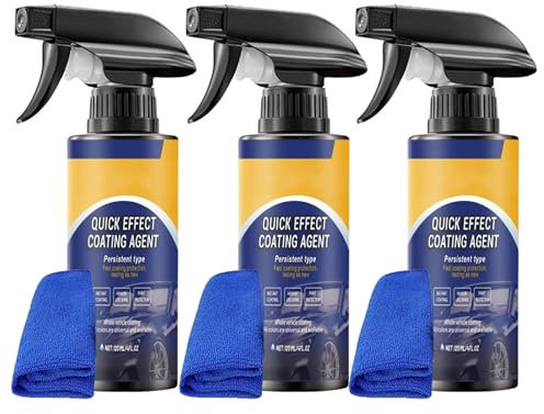 3 in 1 High Protection Quick Car Coating Spray, Car Ceramic Coating Agent for Automobile, 120ml Plastic Parts Refurbish Agent, Quick Coat Car Wax Polish Spray For Cars (3)