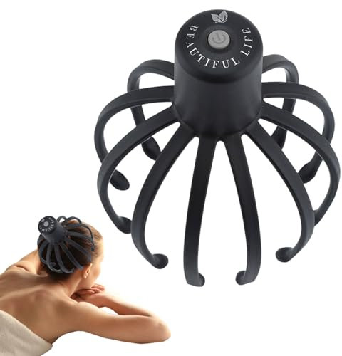 Massager del cuoio capelluto elettrico con un motivo per polpo - dispositivo di massaggio alla testa per alleviare lo stress | Dispositivo di massaggio alla testa a 360 gradi con 3 modalità, unità di
