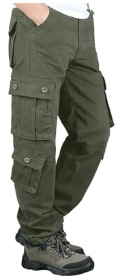 TOFOTL Pantaloni Caccia Uomo 5 Tasche Cargo Lunghi Pantaloni Multitasche Militari da Joggers Forti Taglie Bermuda Militari Uomo vestibilità Skinny Fitness Cargo 01-Verde XXL