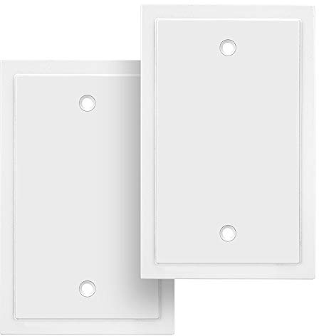 Modern Edge Decorative Wall Plate Switch Plate Outlet Cover, Durable Solid Zinc Alloy (Single Blank, 2 Pack, White)