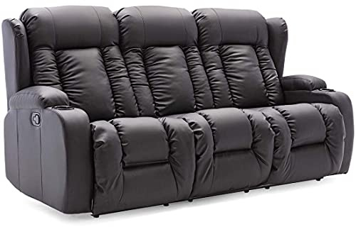 More4Homes CAESAR MANUAL HIGH BACK LUXURY BOND GRADE LEATHER RECLINER 3 + 2 + 1 SOFA ARMCHAIR SET SUITE