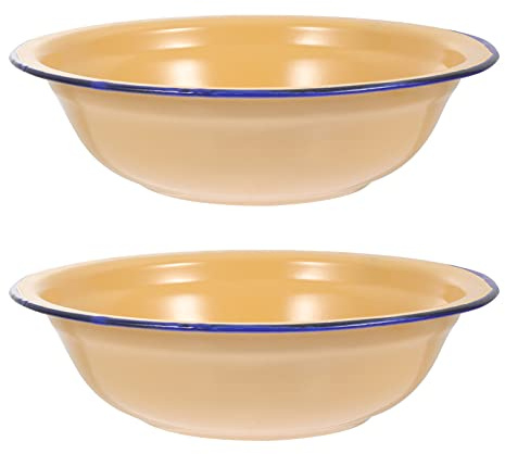 2 Pz Zuppiera Smaltata Ciotole Versatili Ciotola Da Portata Smaltata Bacinella Di Servizio Rotonda Portafrutta Vassoio Portata Ciotole Smaltate Grandi Piatto Grasso Smalto Di Ferro