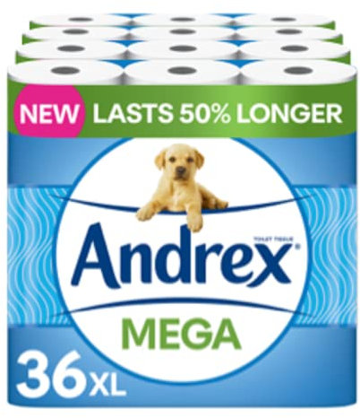 Andrex Complete Classic Clean Mega Toilet Roll - 36 Mega XL Rolls, Packaging May Vary