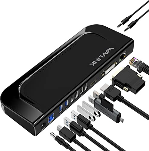 Wavlink 13-in-1 USB C Docking Station, Compatible with New MacBook Neo, Supporto Dual Display, con HDMI DVI VGA, Thunderbolt 3/4, Gigabit Ethernet, Audio, USB 3.0/2.0, per Windows e Mac OS