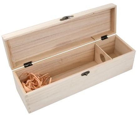 Caja Madera para Vino, 1 Botella, Caja de Almacenamiento para Vino, Cofre de Madera Pequeños con Tapa, Caja Regalo para Botellas de Vino, Cajita Madera Natural para Fiesta Cumpleaños, 35x9,8x10cm