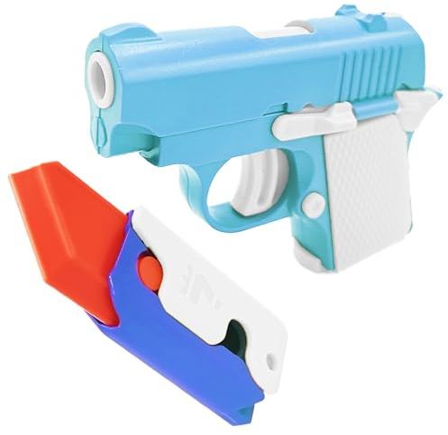 SUOXU Fidget Toy Gun Set - Sensory Stress Relief Pistol, Slider, Great for Adults & Children, Relaxing Gift Idea for Boyfriend (Blue)