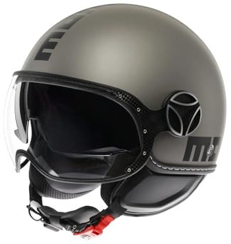 MOMODESIGN - FGTR EVO E2206, Jet-Helm mit Sonnenblende, offener Helm für Motorräder und Motorroller, für Männer und Frauen, Matt Titanium Frost/Black, XS