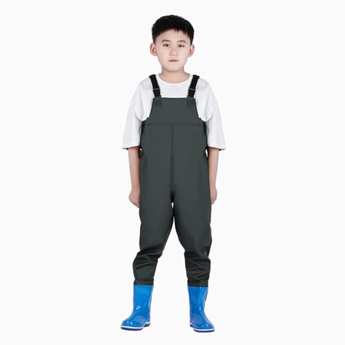 Wansiman Cross Water Poitrine Waders,Water Cuissardes de pêche,Pantalon de Pataugeoire avec des Bottes,imperméable,Respirant,Unisexe,Enfant,pour Pêche à la Mouche,Aventures en Plein Air