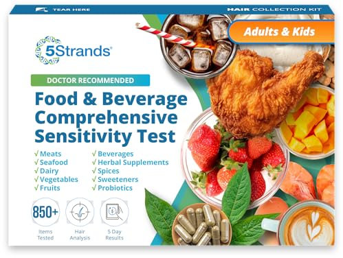 Kit completo per test di sensibilità alimentare e bevande per adulti e bambini, 857 articoli testati, test di intolleranza a casa, analisi dei capelli, risultati in 5 giorni