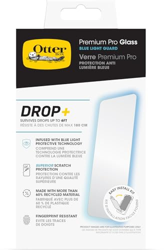 OtterBox Premium Pro Glass Screen Protector with Blue Light Guard for iPhone 16 Pro, Tempered Glass, Superior Scratch Protection, Survives Drops up to 6ft