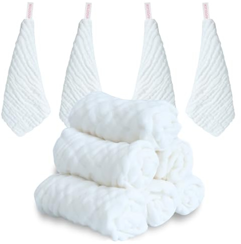 ABirdon 10 Piezas Muselinas Bebe, Algodon Orgánico, 30 x 30 cm Toalla Facial Infantil Suaves, Toalla de Gasa Bebe para Niños, Paños de Muselina Facial Infantil para Recién Nacidos