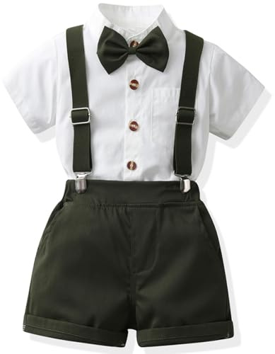 Yaopelky småbarn formell outfit barn gentleman kortärmad skjorta fluga pojke hängslen shorts bröllop kostym pojkar kläder