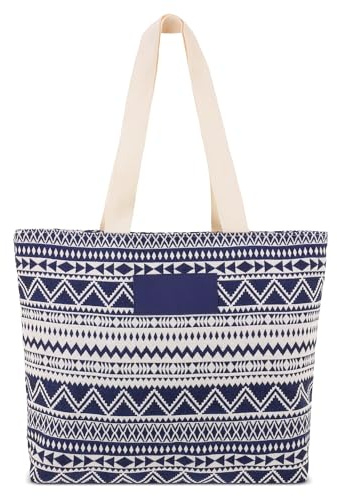 GLOBAL APPLIANCES – Bolsa de playa mediana para mujer con cremallera + neceser y monedero | Resistente al agua, ligera y multiusos | Ideal para vacaciones, piscina y escapadas