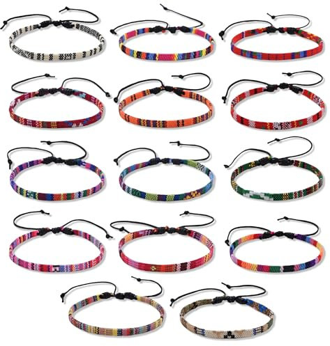JNYUTEEN 14 Pezzi Bracciale Dell'Amicizia, Bohemien Braccialetti Amicizia Regolabile, Baccialetto Dell'amicizia Braccialetto Intrecciato per Donne Uomini Spiaggia Feste Vacanze