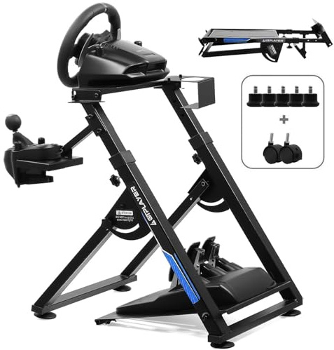 GTPLAYER Steering Wheel Stand for G25 G27 G29 G920 Foldable Racing Wheel Stand with Cup Holder Adjustable Height/Angle, Driving Simulator Gaming Wheel Stand