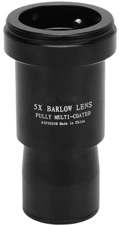 Diyeeni Lente Barlow 5X de 1,25 Pulgadas, Lente Recubierta de Verde de Banda Ancha Multicapa, Accesorio de Telescopio Astronómico Totalmente Metálico con Rosca T M42x0,75 Mm