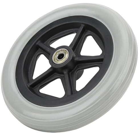 HUIOP 7in Wheelchair Wheel, Labor-Saving Rubber Front Wheel with Non Slip, Sturdy for Disabled Vehicles, Light Weight Gray Wheel for Health Care Supplies, Easy to Install and Remove