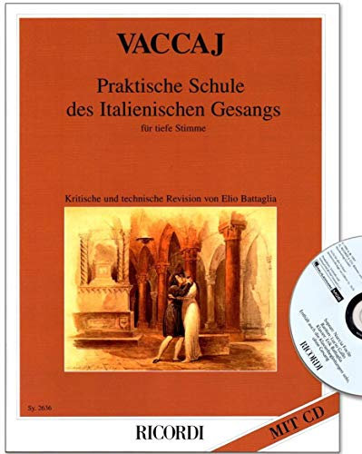 Praktische Schule des Italienischen Gesangs für tiefe Stimme - Revision der Metodo di canto - Notenbuch mit CD und bunter herzförmiger Notenklammer