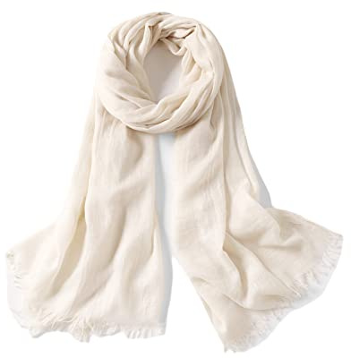 Jeelow Cotton Feel Scarf Shawl Wrap Soft Lightweight Light Travel Scarves Wraps For Men Women (Light Beige)