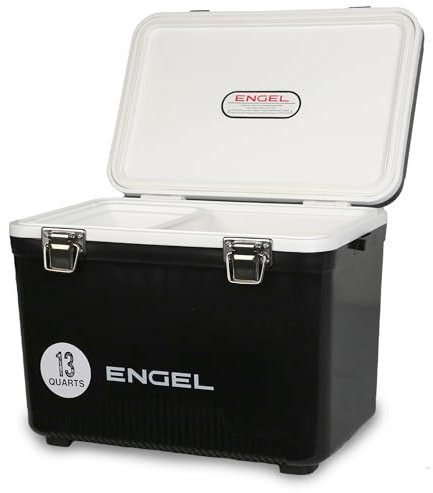 ENGEL Kühlbox 13qt (12,3 Liter) Auslaufsicher, Luftdicht, Tragbare, Kleine Kühlbox für Camping, Picknick, Wandern, Festival - Eisbox Ohne Strom für Männer & Frauen, 38 x 25,4 x 28,5 cm im Schwarz
