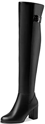 Botas sintéticas de tacón con cremallera de tacón alto con 7,5 cm de largo, para mujer, th6412, Negro , 46 EU