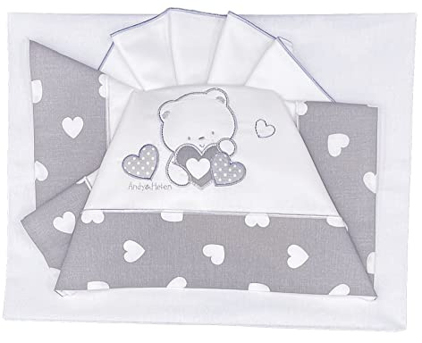 Andy & Helen – Juego de sábanas para Cuna/Lateral Cama y Next to me Bordada + Bajera elástica y Funda de Almohada