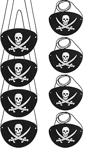 Cerioll Patch Occhio Pirata, Benda Pirata, Benda per Occhi Pirata, Bende Pirati, Patch Occhio Pirata Teschio, Benda Occhio Pirata, Maschera per Gli Occhi Pirata, Benda Pirata Bambino, Adulto, 8 Pezzi