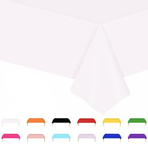 POPOYU Tovaglia Bianca per Feste di Compleanno, 137x274cm, da Colorare - Decorazioni per Bambini, Baby Shower, Matrimonio, Natale - Gigante Carta