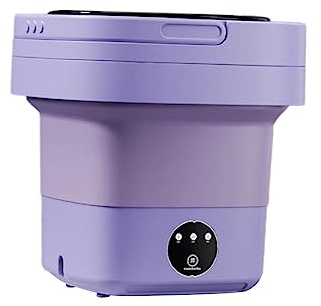 perfk Faltbare Mini Waschmaschine Reisewaschmaschine Washing Machine 6.5L, Tragbare Leise Elektrische Kleine Waschmaschine für Wohnmobil, Unterwäsche, Camping, Wäscherei, Wohnung, Violett