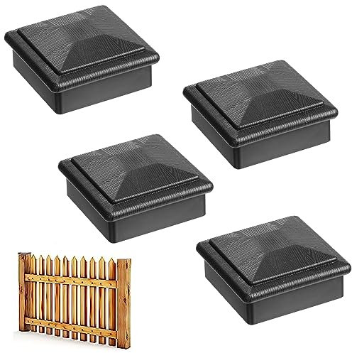 Lot de 4 capuchons de poteaux en plastique 91 mm x 91 mm pour poteau de cloture - Avec vis - Noir