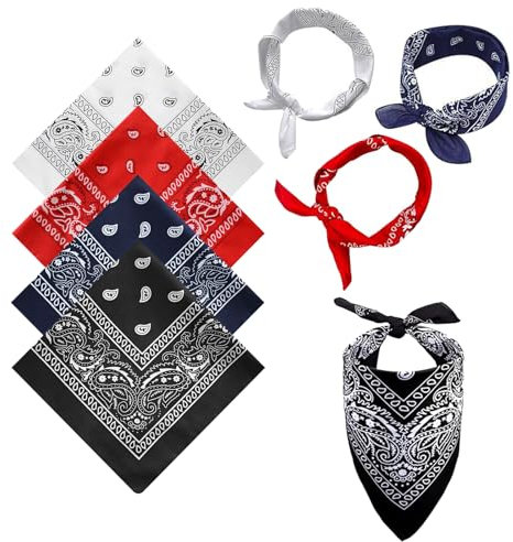 Xinlon Bandana Dreieckstuch 54x54cm, 4 Stück Nickitücher Kopftuch Halstuch Männer, Halstuch mit Paisleymuster Bandana vielfältige Tragemöglichkeiten, Taschentuch für Erwachsene und kinder