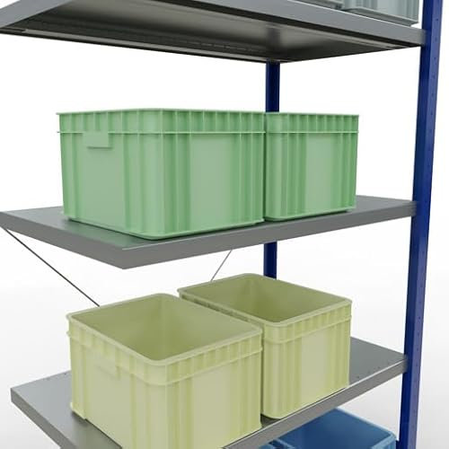 qpool24 Anbauregal, Fachbodenregal Stecksystem MULTIplus250, 2000 x 1000 x 600 mm (HxBxT), 5 Fachböden, Kreuzstrebe, RAL 5010 enzianblau/verzinkt