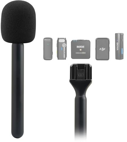 JCMOYUTY for Dji Handheld Mic Adapter, Stand for DJI/RODE/HOLLYLAND/BOYA/GODOX/ULANZI/Comica and More Wireless Transmitter Holder Interview Go Handle Stick with Cold Shoe Mount
