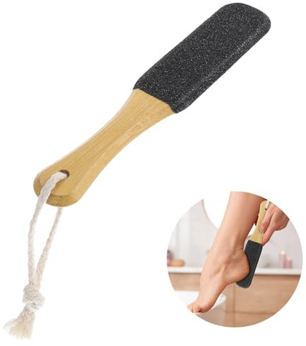 Wanmu Lima esfoliante per pedicure, con manico in legno, per rimuovere calli e pelle dura, pelle morta, talloni, mais, pietra pomice per raschietto, lima per piedi bagnati e asciutti