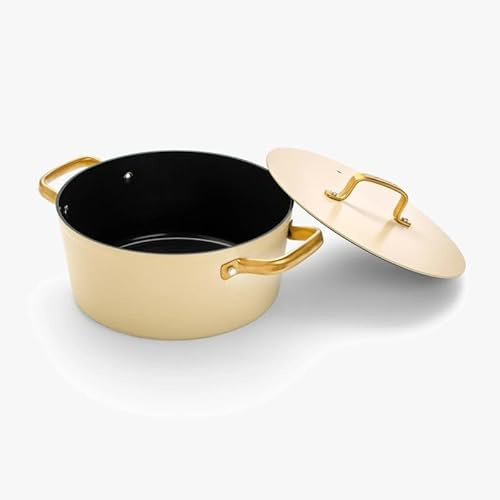 Arcos Serie Samoa Iconic | Cacerola Antiadherente Cerámico 24 cm y 4,3 L | Aluminio Forjado | Apta cualquier cocina | Mango Acero Inoxidable | Color Beige | LIBRE DE (PFOA/PTFE/PFOS)