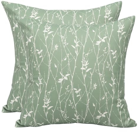 Betadistor Cushion Covers 45 x 45 set of 2 Light Green Square Throw Pillow Case cushion covers 18 x 18 for Patio Garden Blench Living Room Sofa Farmhouse Decor, Light Green, 521-0455